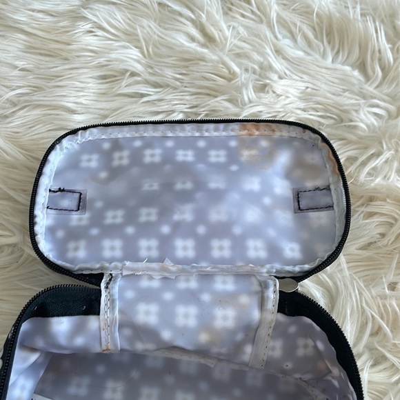 Modella black white flowers print floral handle make up cosmetic bag travel bag - Picture 7 of 16